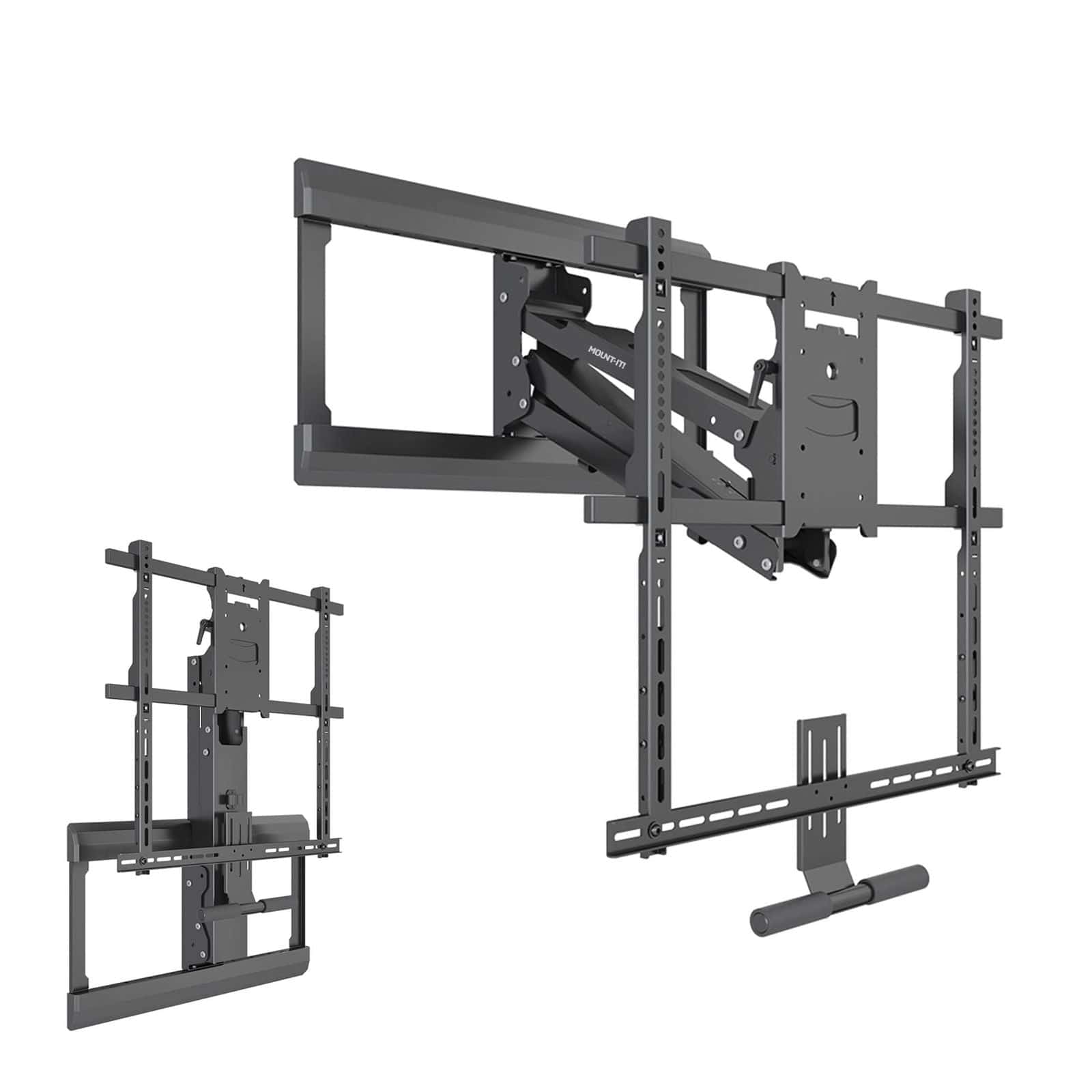 Alt View 7. Mount-It! - Fireplace TV Wall Mount for 42"– 65" TVs, Pull Down & Tilt, Heavy Duty, Black - Black.