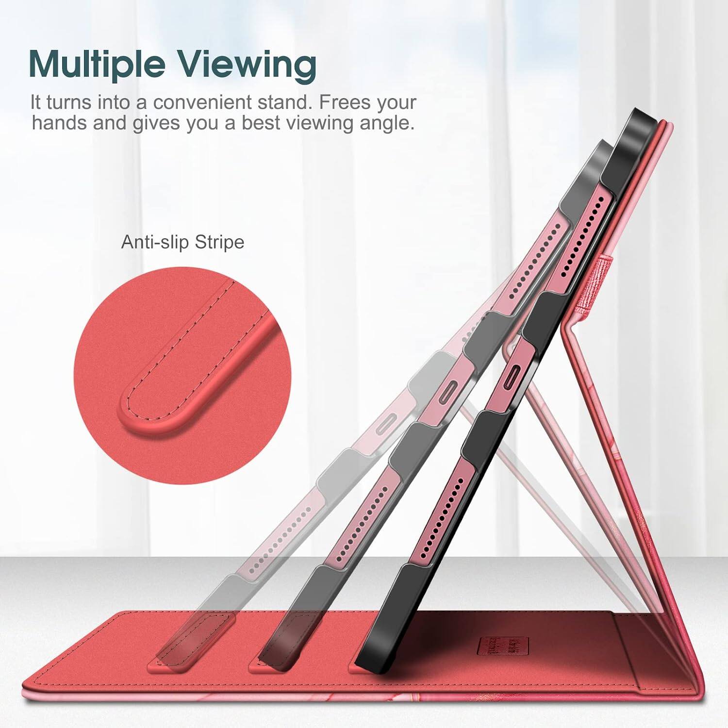 Multiple Viewing  
It turns into a convenient stand. Frees your hands and gives you a best viewing angle.  
Anti-slip Stripe