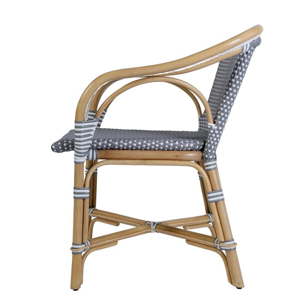 Alt View 1. Butler Specialty - Portofino 18.75 in. Seat Height Rattan Arm Chair - Gray And White.