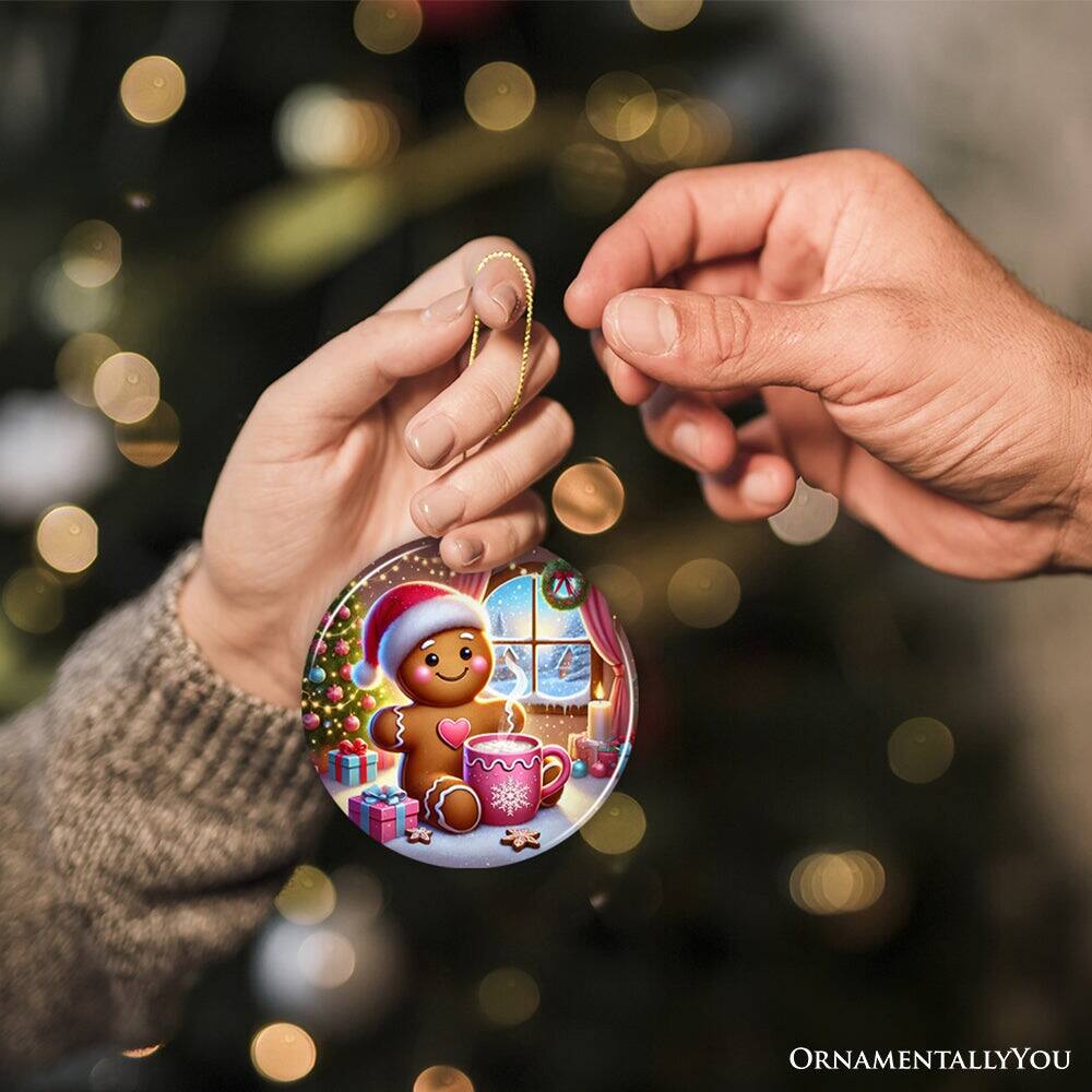 Alt View 1. OrnamentallyYou - Cozy Gingerbread Man Pink Themed Ornament Delightful Christmas Gift and Decor Version 2 - Multi-colored.