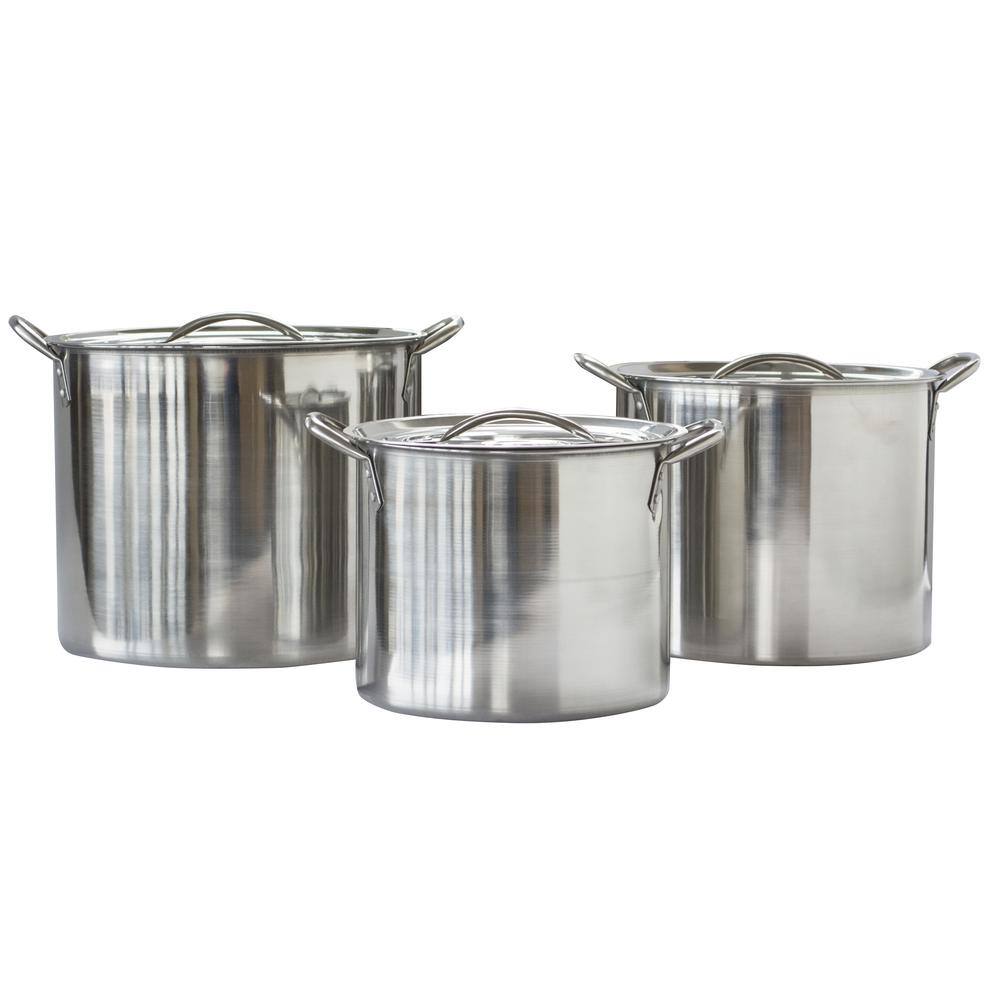Left. AmeriHome - 6 Piece Stainless Steel Stock Pot Set - Silver.