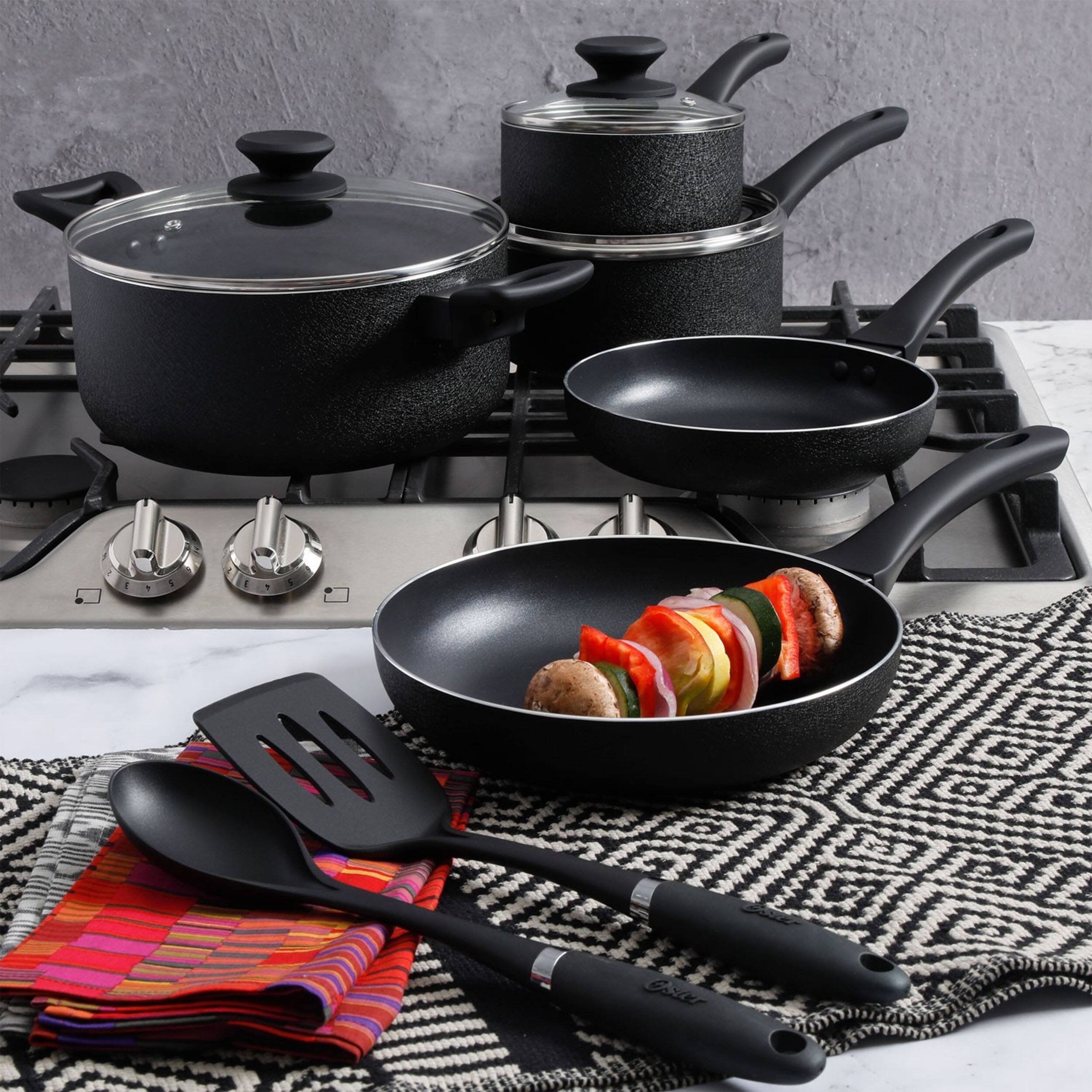 Alt View 7. Oster - Oster Ashford 10 Piece Aluminum Nonstick Cookware Set in Black - Black.