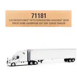 2025 Freightliner Cascadia Gen-5 Sleeper Cab White w/Great Dane Champion 53ft Dry Trailer 1/50 Model by Diecast Masters