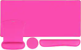 mosiso - Keyboard Wrist Rest Large Gaming Mouse Pad, 4 in 1 Memory Foam Desk Mat Ergonomic Rest Wrist for Home Office Game - Bright Rose
