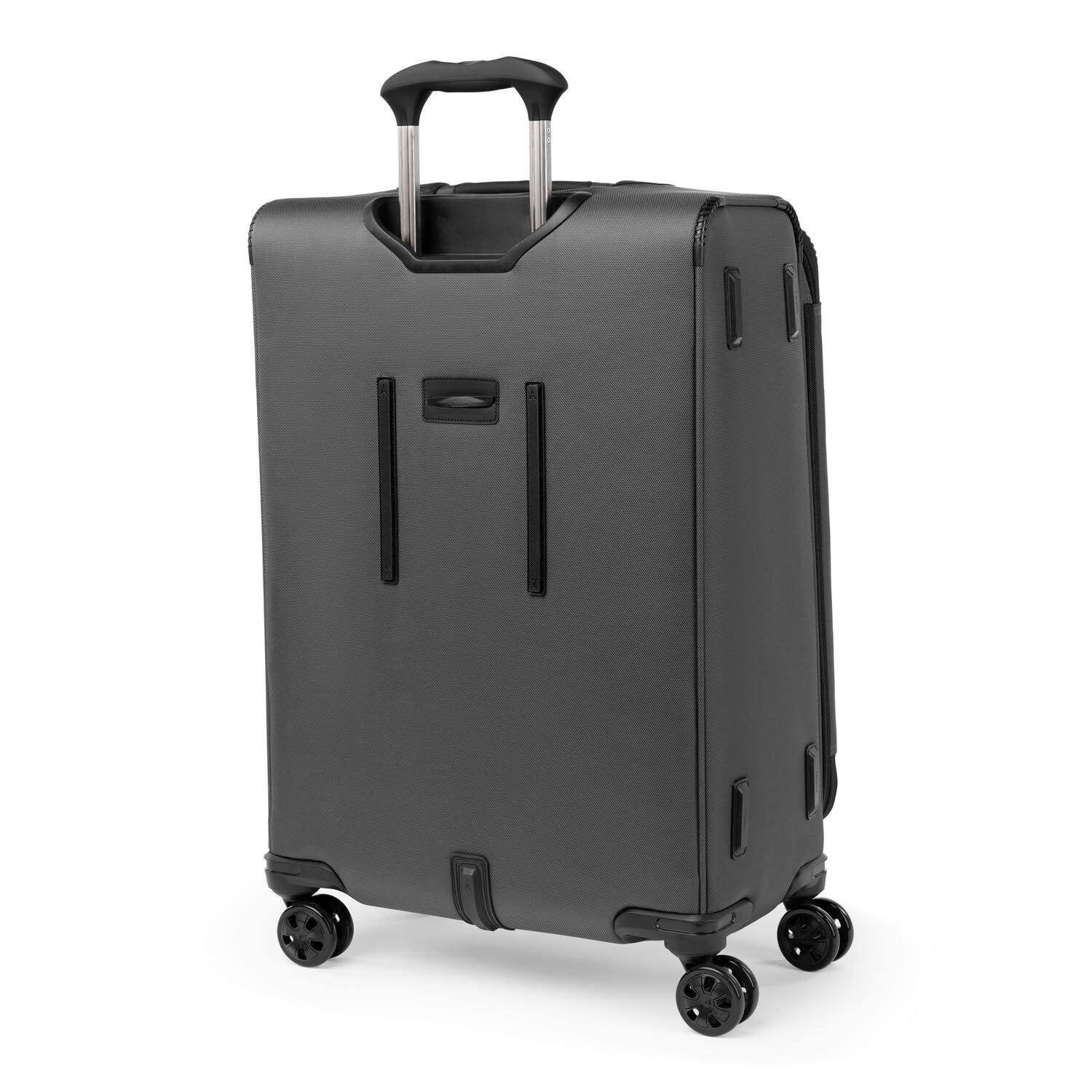 Angle. Travelpro - Travelpro Crew Classic Lightweight Softside Expandable 25" Checked Spinner - Titanium Grey.