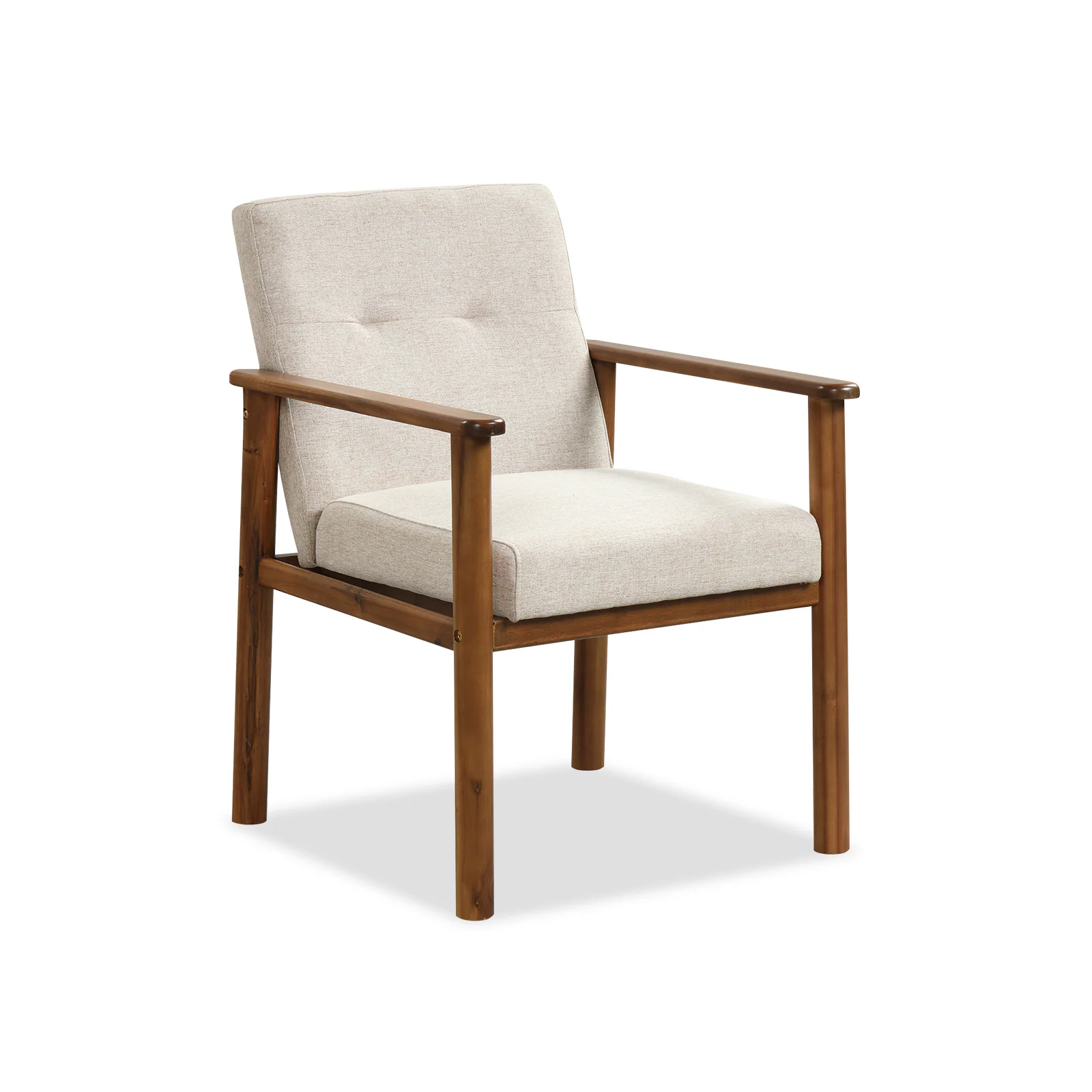 Front. Ecooso - Modern Linen Fabric Accent Armchair with Solid Wood Legs and Soft Cushioned Seat - Beige.