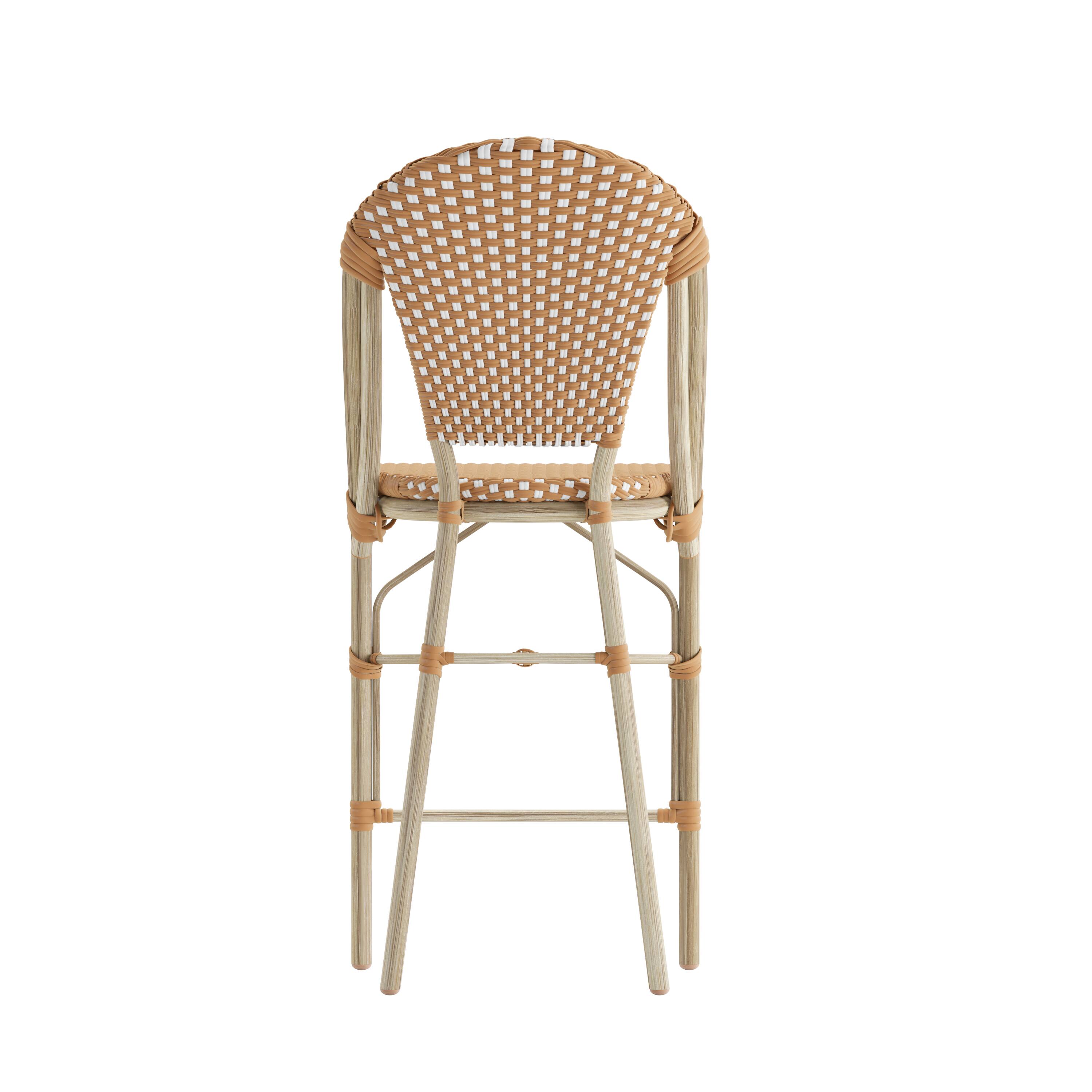 Back. Flash Furniture - Lourdes Stackable Indoor/Outdoor Bistro 26" High Counter Height Stool, Commercial Grade, Natural/White and Light Natural - Natural.