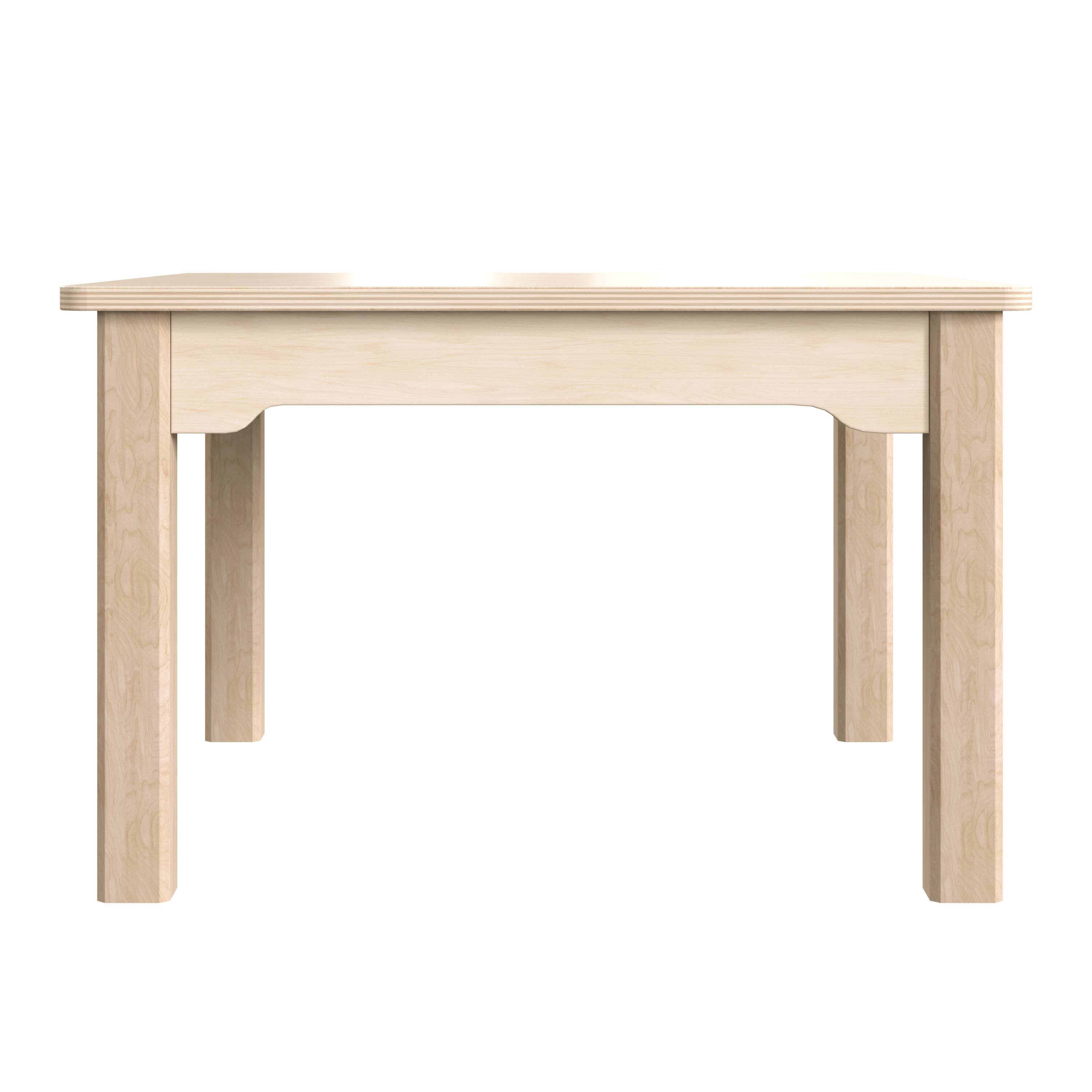Angle. Flash Furniture - Bright Beginnings Commercial Grade Wooden Square Preschool Classroom Activity Table, (23.5"W x 14.5"H), Beech - Natural.