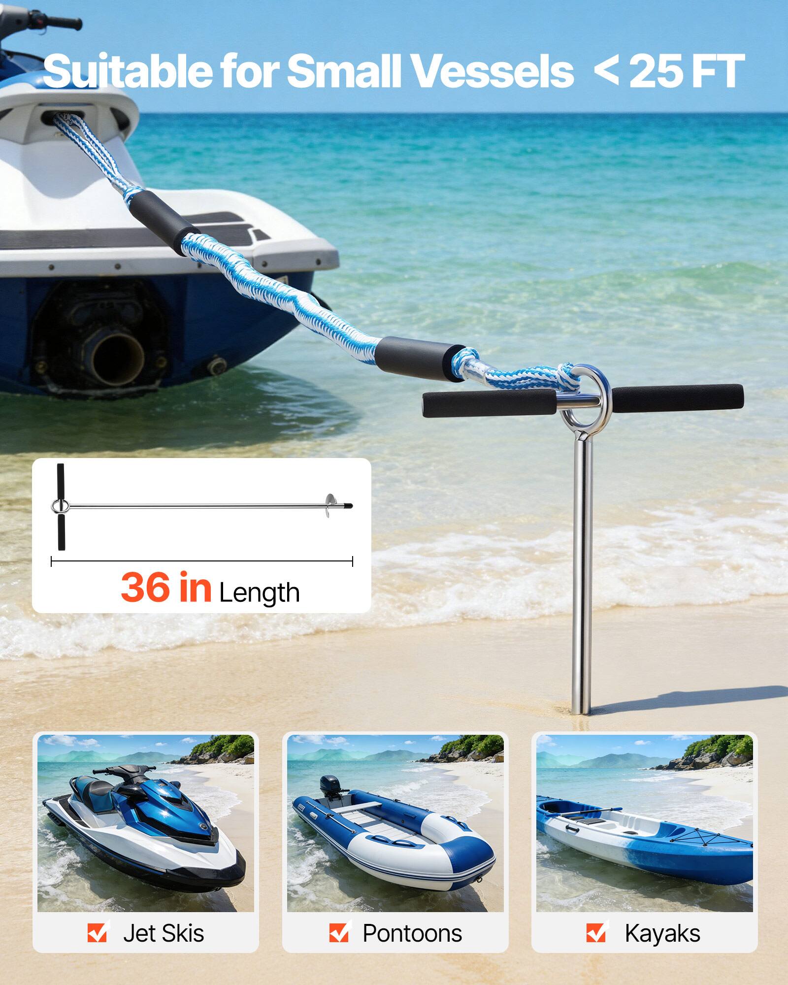 Suitable for Small Vessels < 25 FT

36 in Length

- Jet Skis
- Pontoon
- Kayaks
