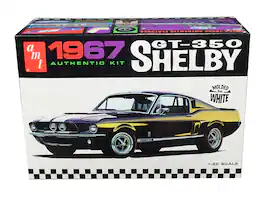 Skill 2 Model Kit 1967 Ford Mustang Shelby GT350 White 1/25 Scale Model by AMT - Multicolor