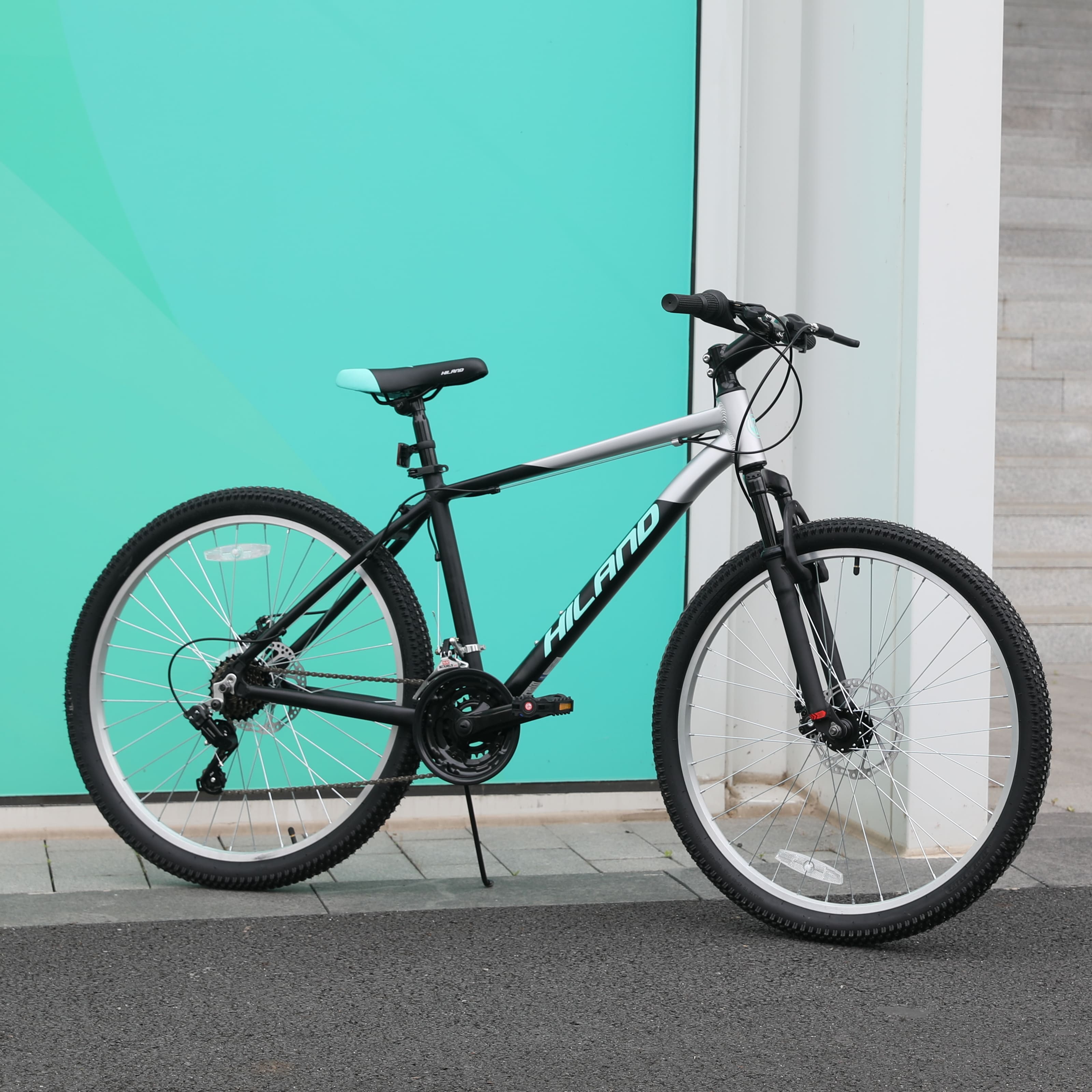 Angle. HILAND - HILAND H200 26 Inch Mountain Bike with 18-Speed for Men Women, Suspension Fork, Aluminum Frame MTB Bicycle, Black - Black.