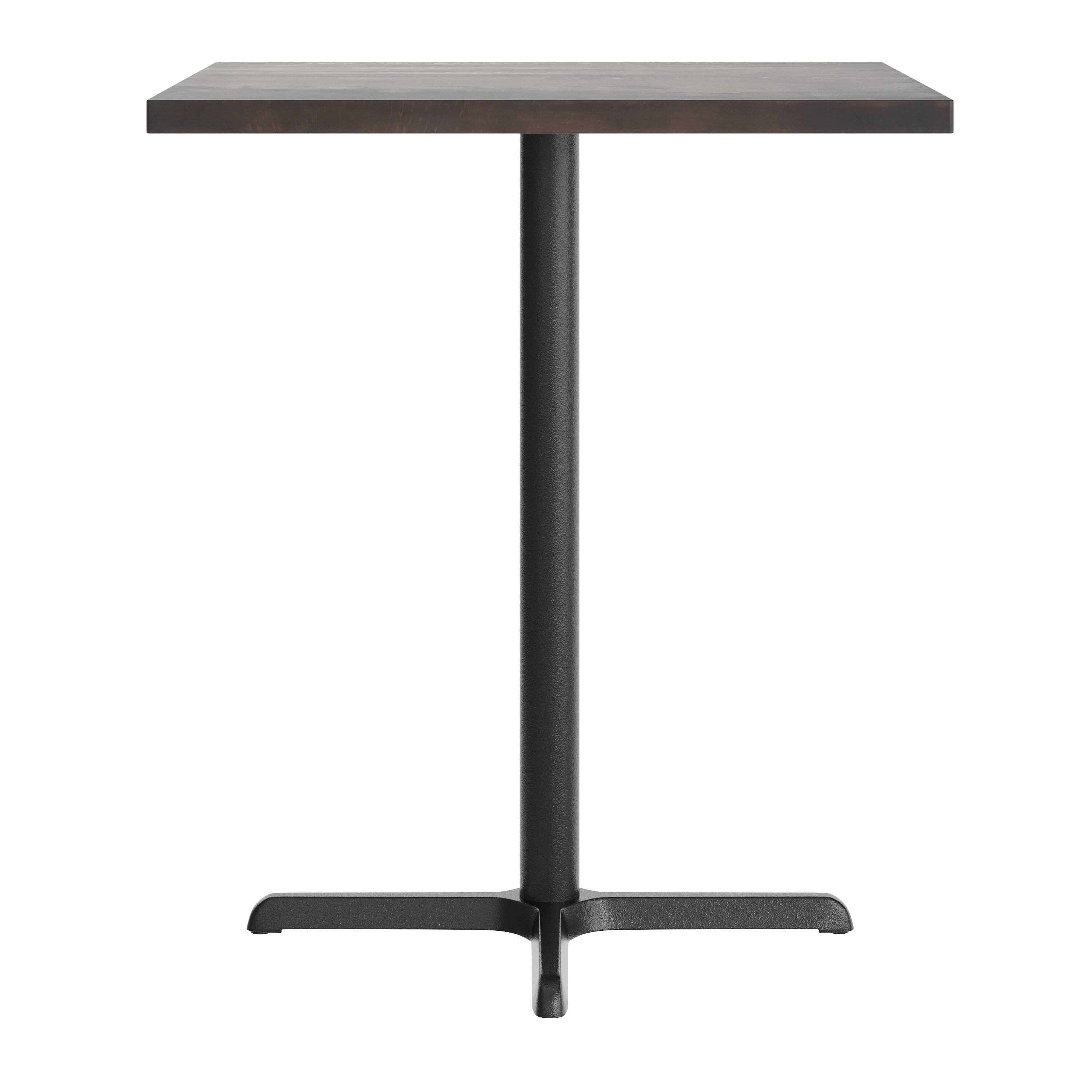 Left. Flash Furniture - Bennett 36" Square Solid Wood Commercial Indoor Tabletop in Dark Brown with 30" x 30" Bar Height Rust-Resistant Black Ca - Brown.