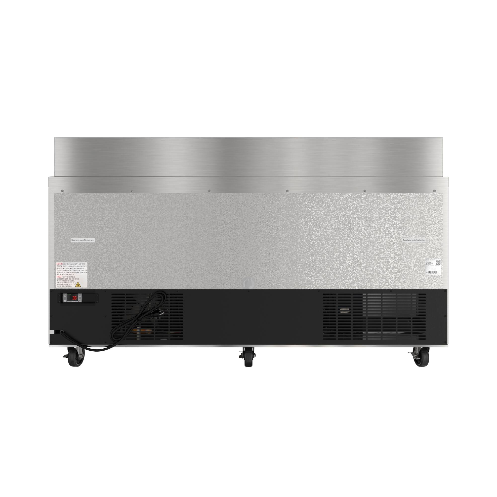 Alt View 9. Koolmore - 70 in. Commercial 3-Door Refrigerated Salad and Sandwich Prep Table, 18 Pan Capacity and 22 Cu. Ft. of Storage - Stainless steel.