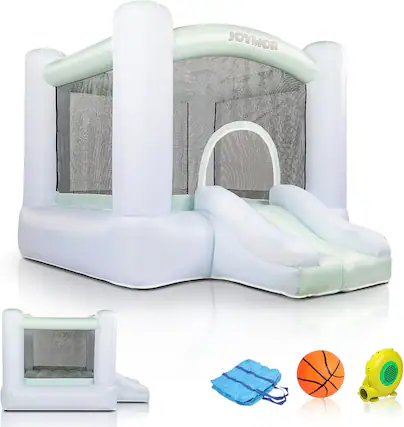Front. Winado - 3-in-1 Bounce House for Ages 3-6 with Basketball Hoop & Slide, 30s Quick Inflatable Bouncer with Blower.