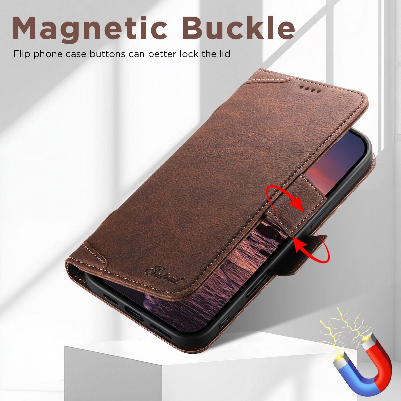 Magnetic Buckle

Flip phone case buttons can better lock the lid