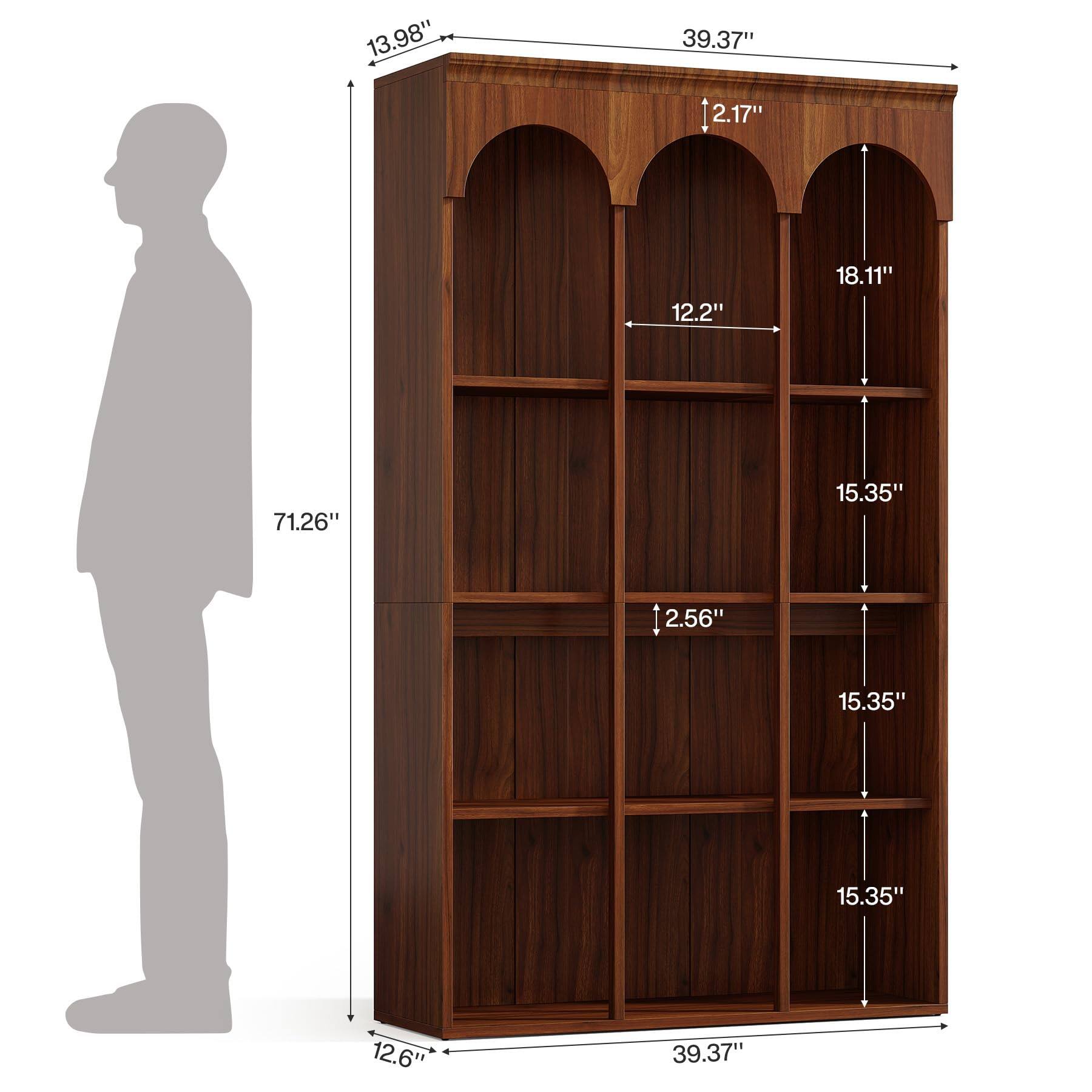 Tribesigns Arched Bookcase, 71 Inch 4 Tier Bookshelf for Office and ...