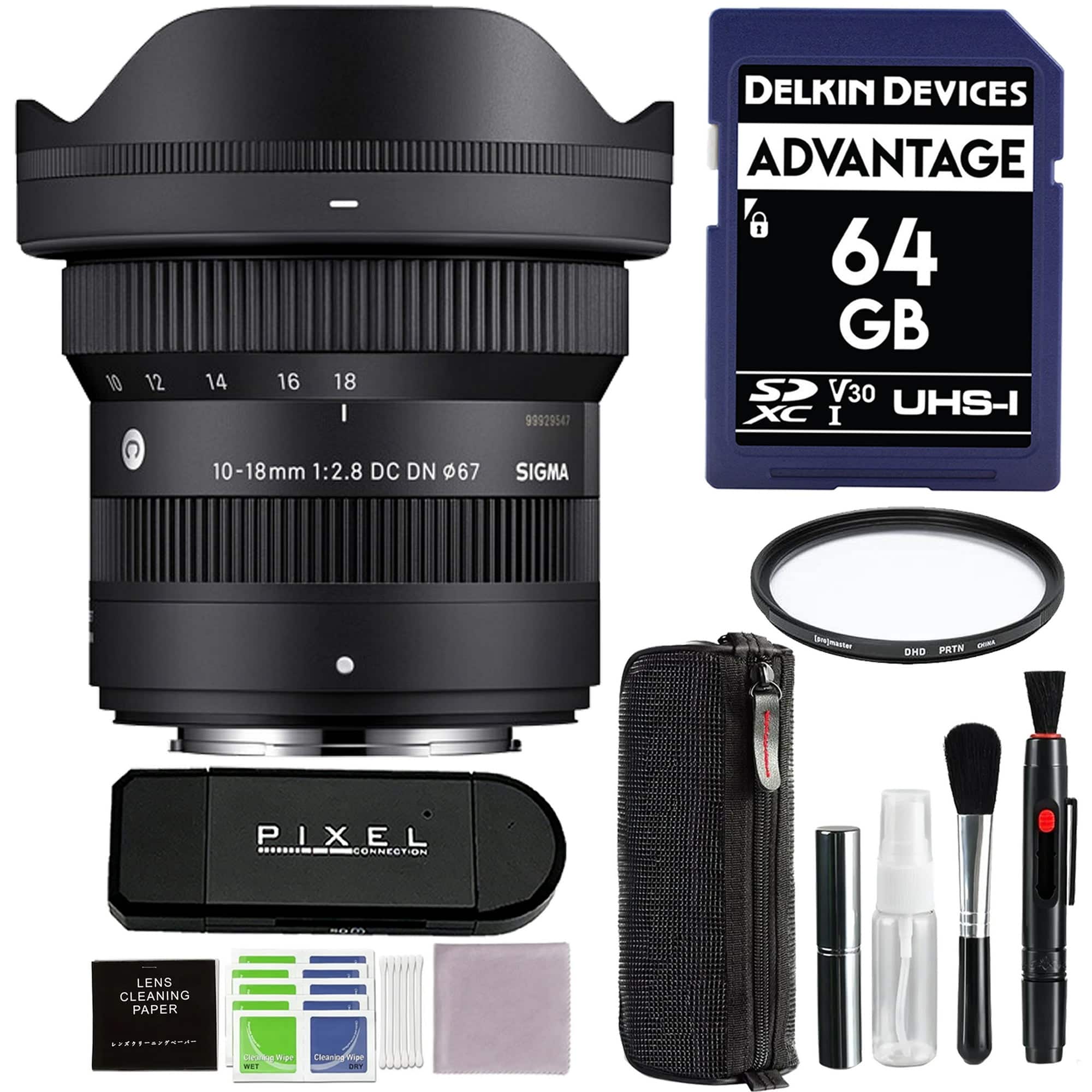 Sigma - 10-18mm f/2.8 DC DN Contemporary Lens for Fujifilm-X Mount with Advance Accessories and Travel Bundle | 207975 - Black