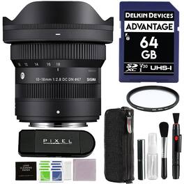 Sigma - 10-18mm f/2.8 DC DN Contemporary Lens for Fujifilm-X Mount with Advance Accessories and Travel Bundle | 207975 - Black