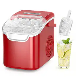 Electactic - Portable 12hq Countertop Bullet Ice Maker 26lbs/24h with Fastest 6‑Min Ice - Red