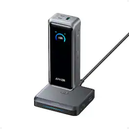 Anker - Prime Power Bank and Charging Base, 26,250mAh 300W Max Portable Charger with Base for 6 Devices - Phantom Gray