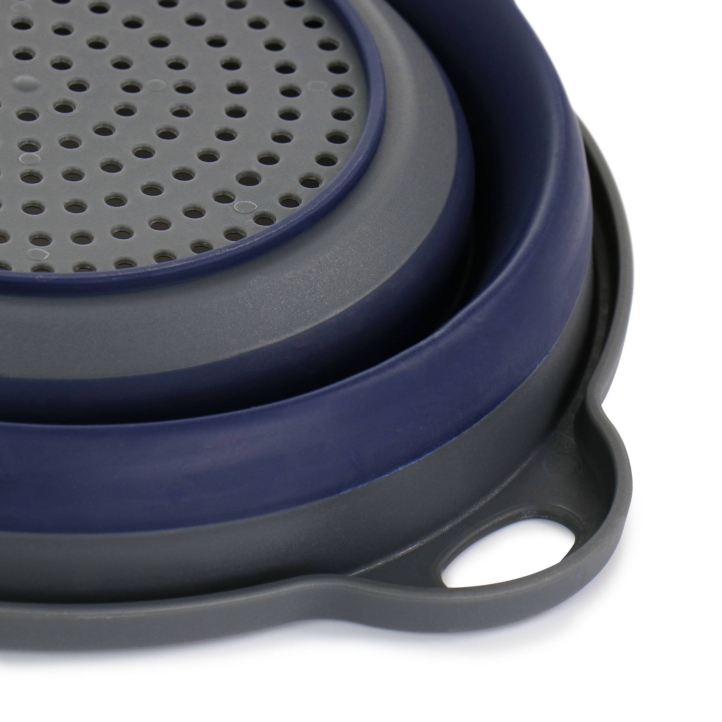Alt View 5. Oster - Oster Bluemarine Collapsible Polypropylene Colander with Handle in Navy - Blue.