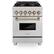 Front. ZLINE - 24 in. Wide 4 Burner ZLINE Autograph Legacy Dual Fuel Range in Satin Steel & Bronze Accens (RASZ-SN-24-CB) - Satin Stainless Steel.
