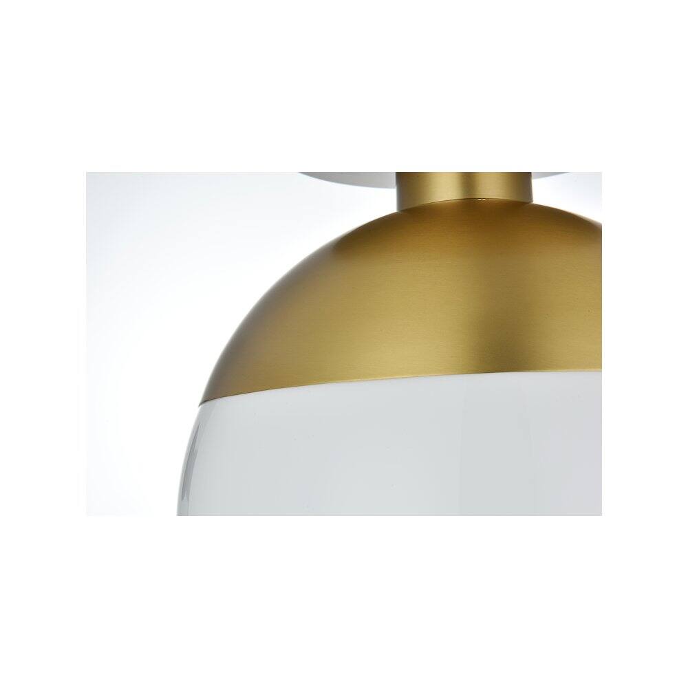 Alt View 3. Living District - Eclipse 12 Inch Flush Mount Ceiling Light Frosted White Shade in Satin Gold - Satin Gold And Frosted White.