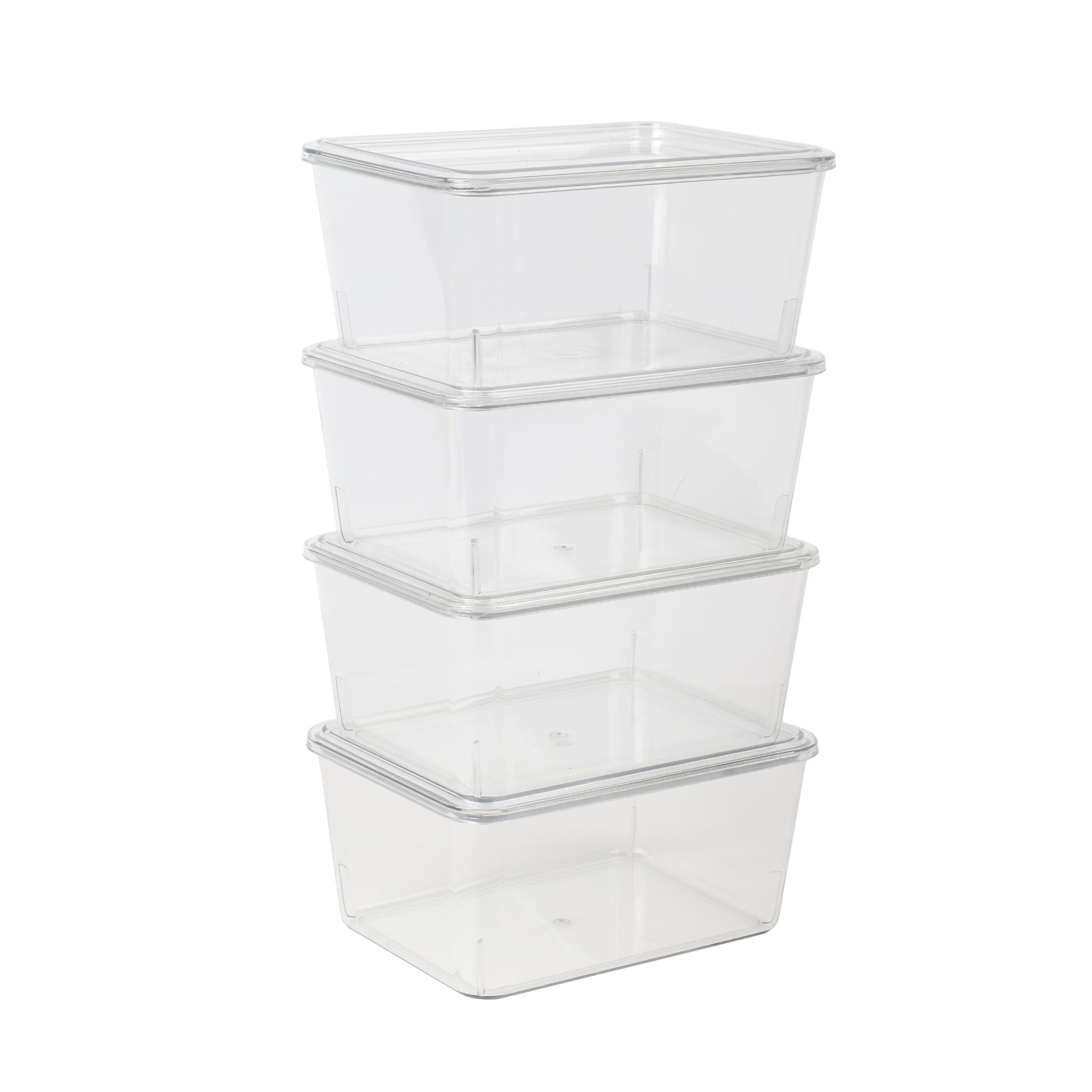 Front. Martha Stewart - Brody Premium 6.75" x 5" Clear Plastic Storage Boxes with Lids - Set of 4 - Clear.