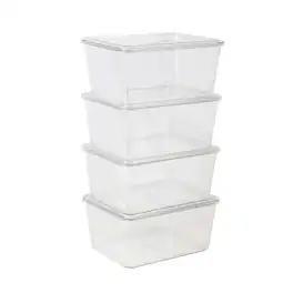 Martha Stewart - Brody Premium 6.75" x 5" Plastic Storage Boxes with Lids - Set of 4 - Clear