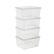 Front. Martha Stewart - Brody Premium 6.75" x 5" Clear Plastic Storage Boxes with Lids - Set of 4 - Clear.