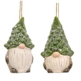 BreeBe - Evergreen Tree Hat Gnome Ornament 2 Asstd - Green, White