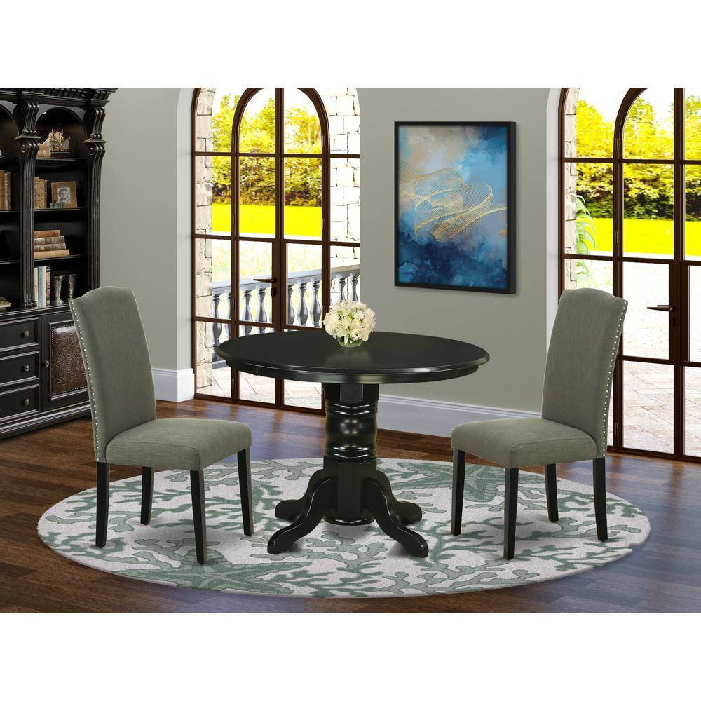 Left. East West Furniture - Dining Room Set Black - Brown.