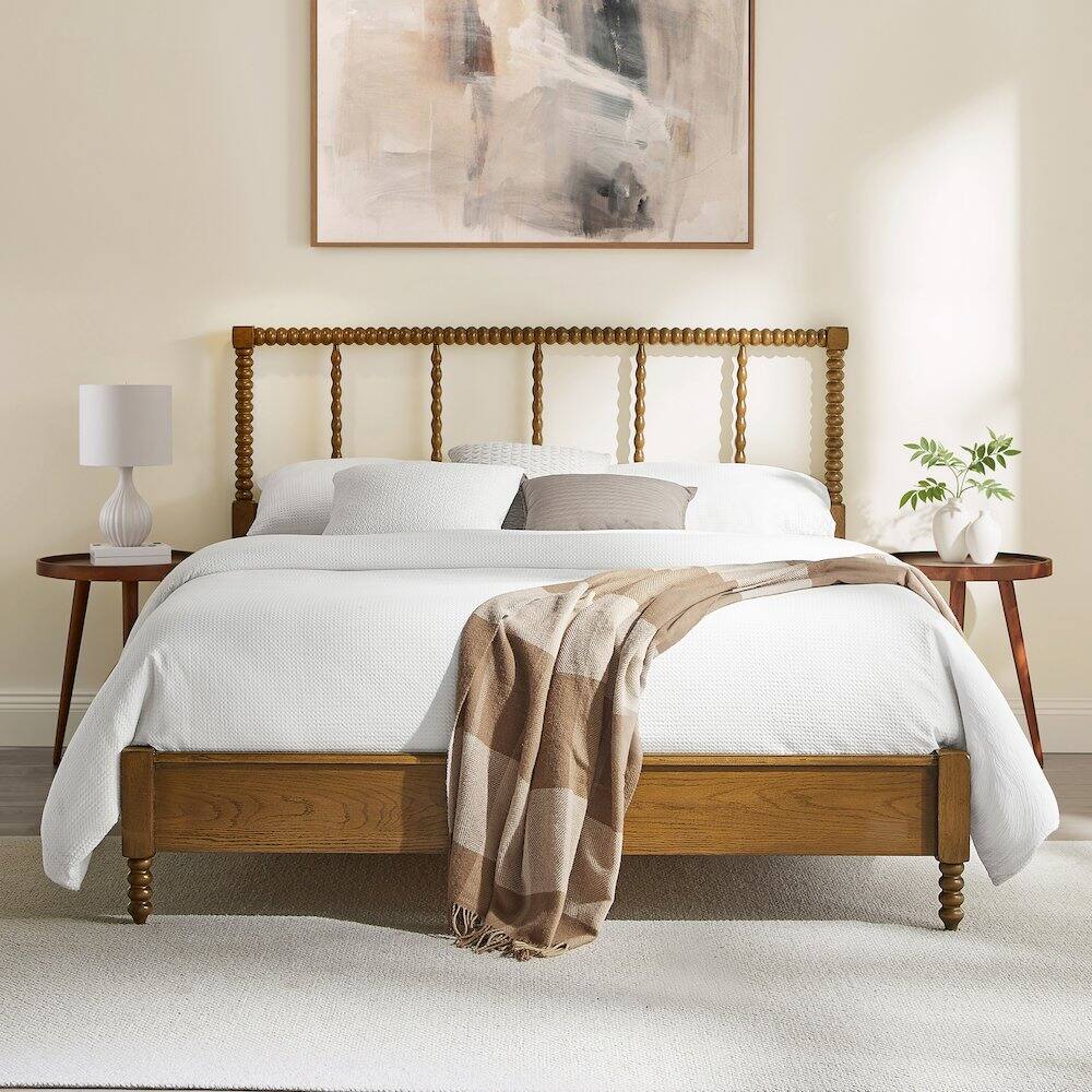 Alt View 4. Crosley Furniture - Lucille Queen Bed Brown - Headboard - Brown.