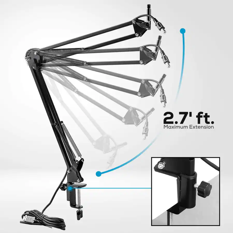 Sound Around USB Suspension Boom Microphone Stand, Adjustable Arm for ...