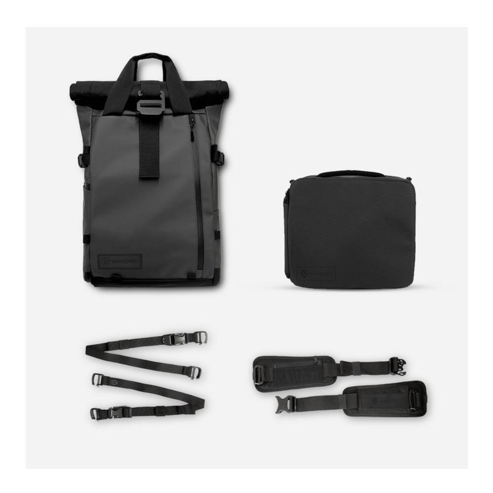 Front. WANDRD - Wandrd PRVKE Backpack  Weather-Resistant and Expandable Bundle (Black) - Black.