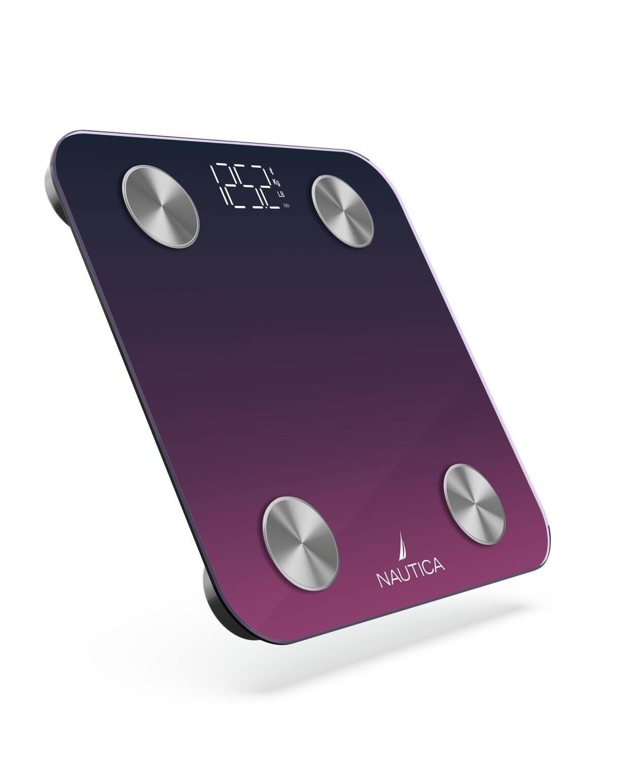 Angle. Nautica - Nautica Smart Body Scale, Fat, Muscle Mass Tracking & More, Syncs with Smartphone for Body Composition Tracking, 396 Lbs - Navy Fuschia.