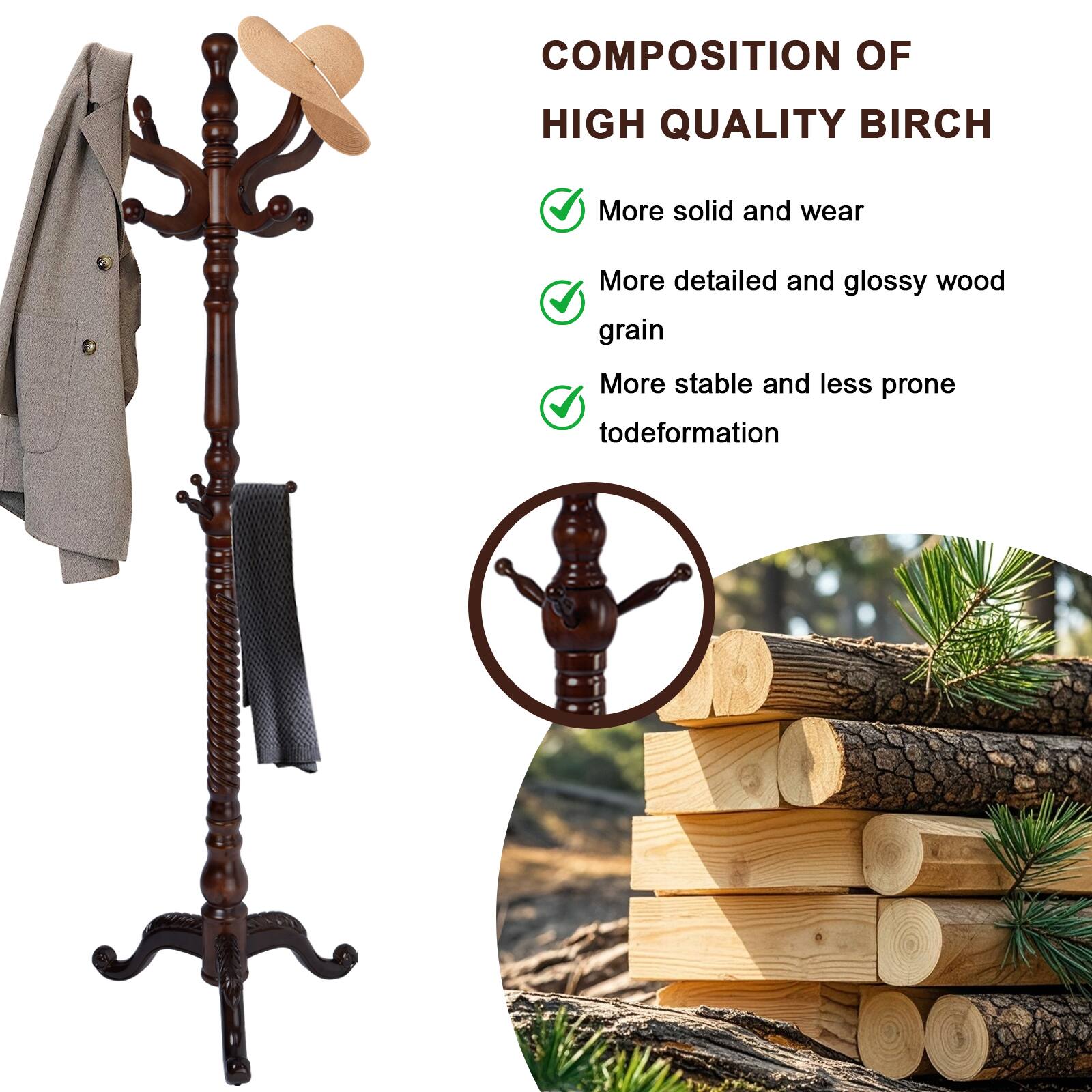 COMPOSITION OF HIGH QUALITY BIRCH

- More solid and wear
- More detailed and glossy wood grain
- More stable and less prone to deformation