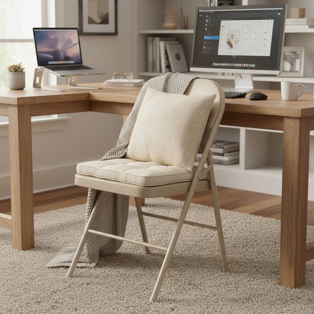 Alt View 4. AOITUN - Folding Chair 4 Pack Leather Padded, Comfortable Seating for Daily Use for Home, Office - Khaki.