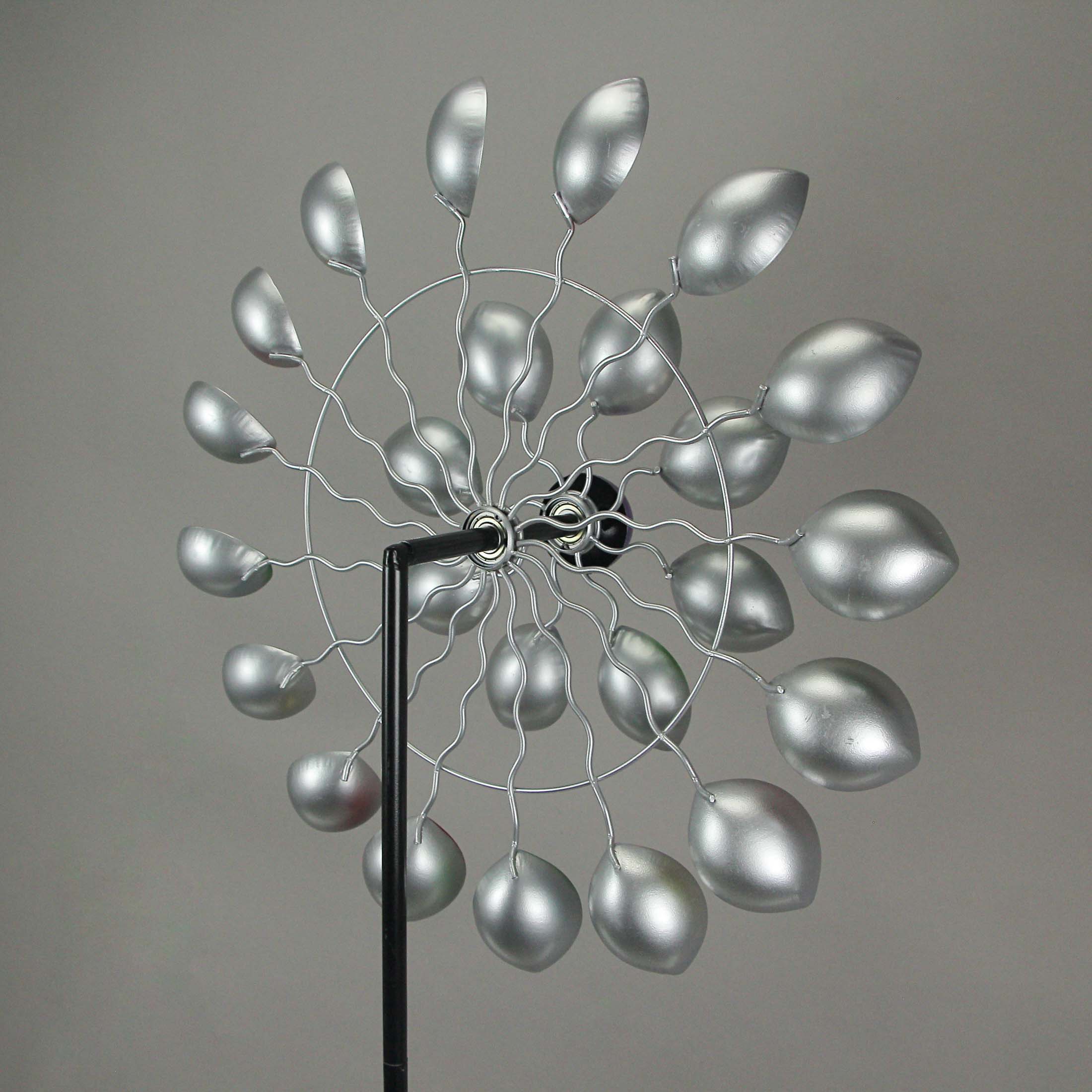 Alt View 4. Direct International - Colorful Anodized Finish Spoon Style Metal Wind Spinner Garden Stake 70 Inches - Multicolored.