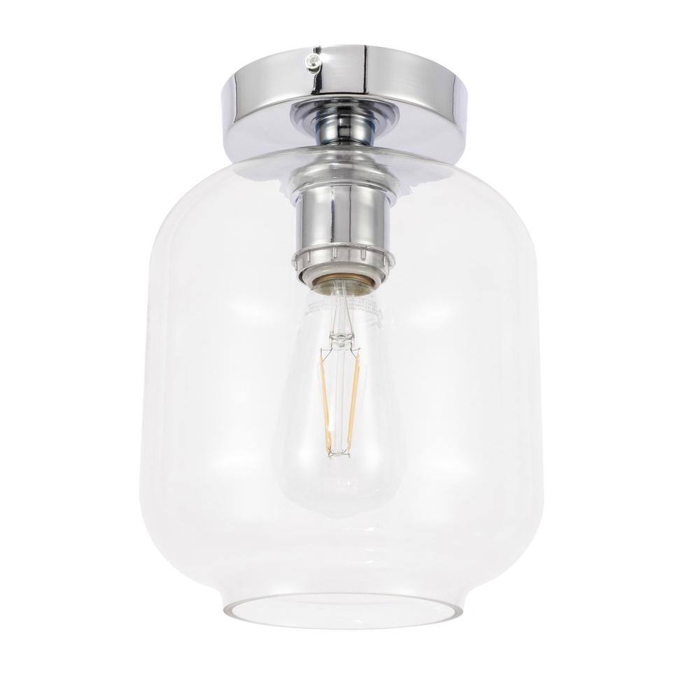 Alt View 4. Living District - Collier 1 light Chrome and Clear glass Flush mount - Chrome And Clear Glass.