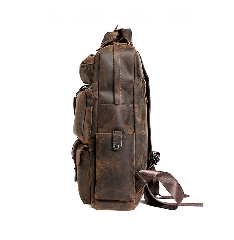 Alt View 4. Steel Horse Leather - The Shelby Backpack | Handmade Genuine Leather Backpack - Dark Brown.