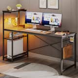 Bestier - 61 Inch RGB Gaming Desk with LED Lights & Storage Shelf - Ergonomic Computer Desk - Black