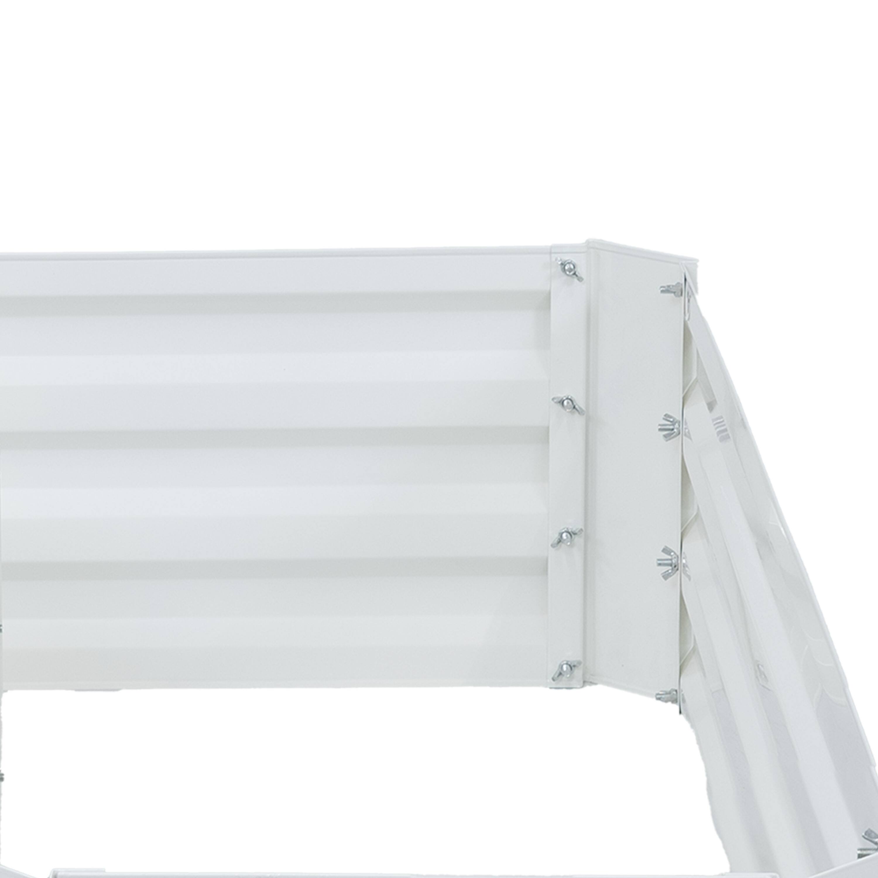 Alt View 8. Sunnydaze - Galvanized Steel L-Shaped Raised Garden Bed - Ivory White.