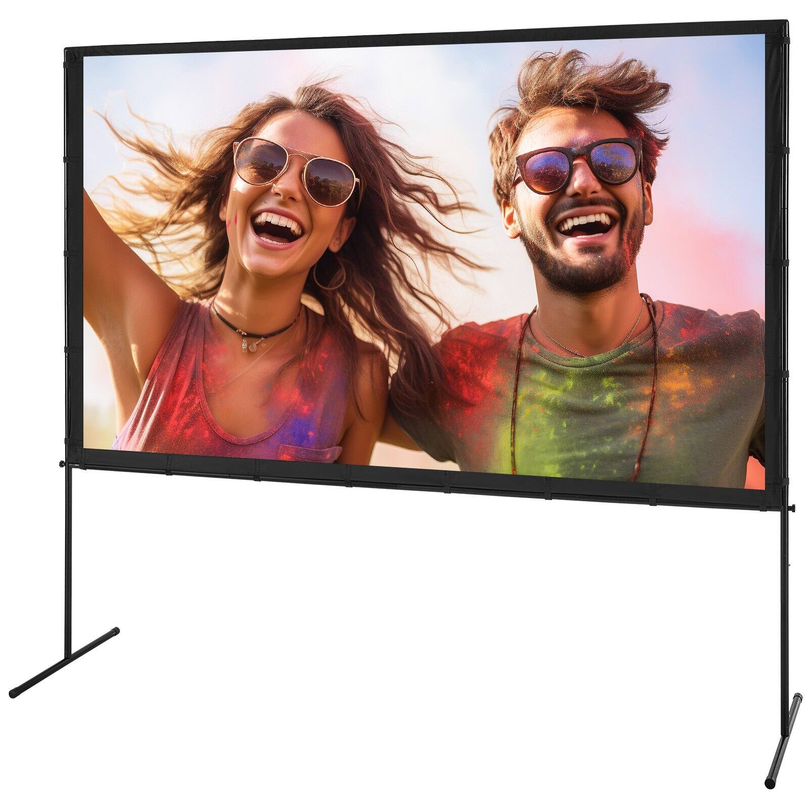 Alt View 8. Glintex - 100" Projector Screen with Stand 16:9 4K HD Wrinkle-Free Outdoor Movie Display.
