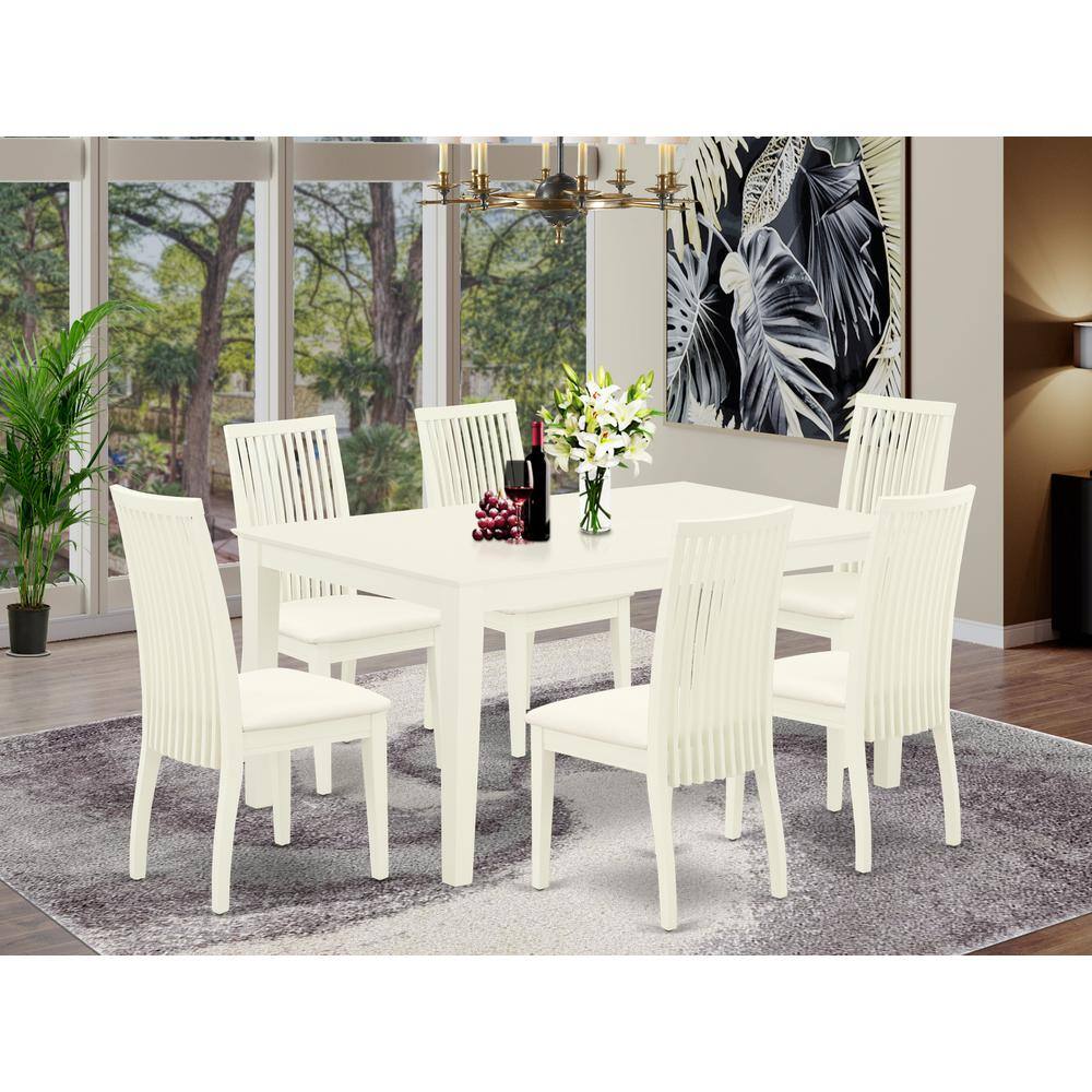 Left. East West Furniture - Dining Room Set Linen White - Brown.