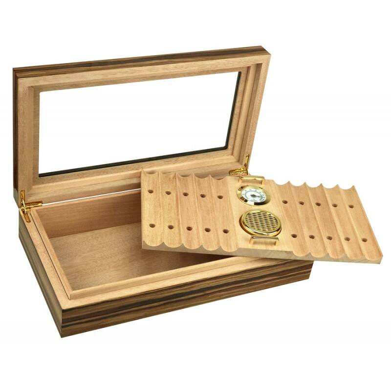 Back. Prestige - Braydon Glass Top Humidor - African Obeche Techwood high lacquer finish.