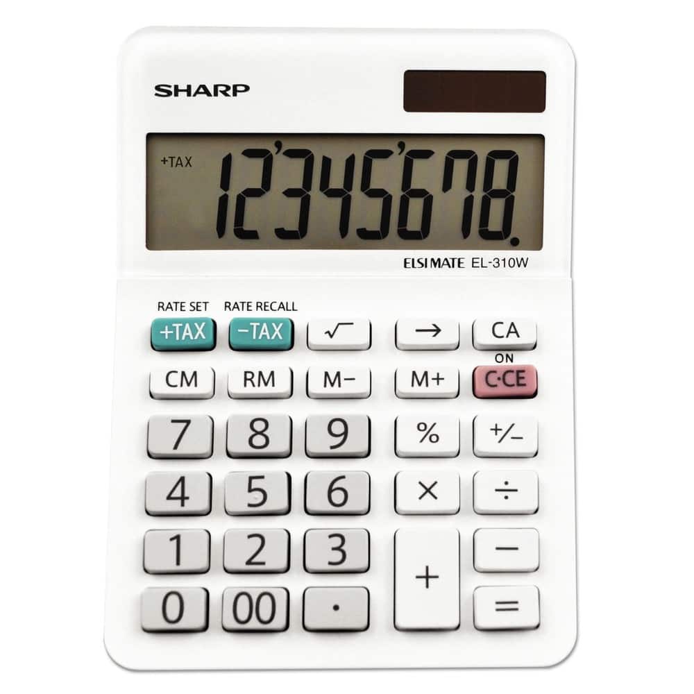 Sharp - EL-310WB 8-Digit LCD Mini Desktop Calculator - Modern white