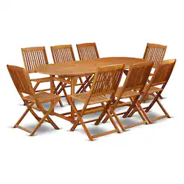 East West Furniture - Wooden Patio Set Natural Oil - Brown