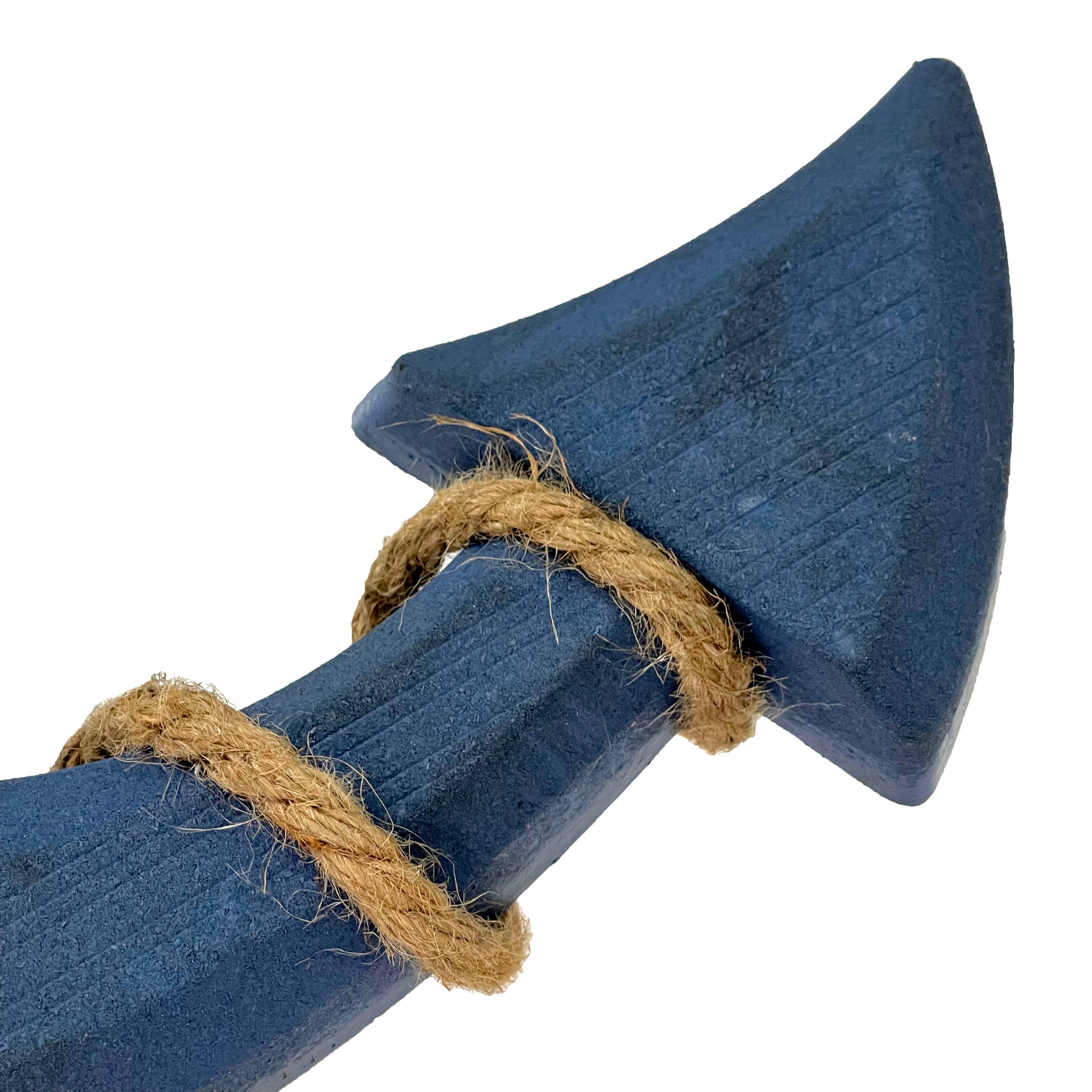 Alt View 2. Zeckos - Large 24"x16" Ship Anchor & Rope Wall Hanging - Hand-Painted Blue Finis - Blue.