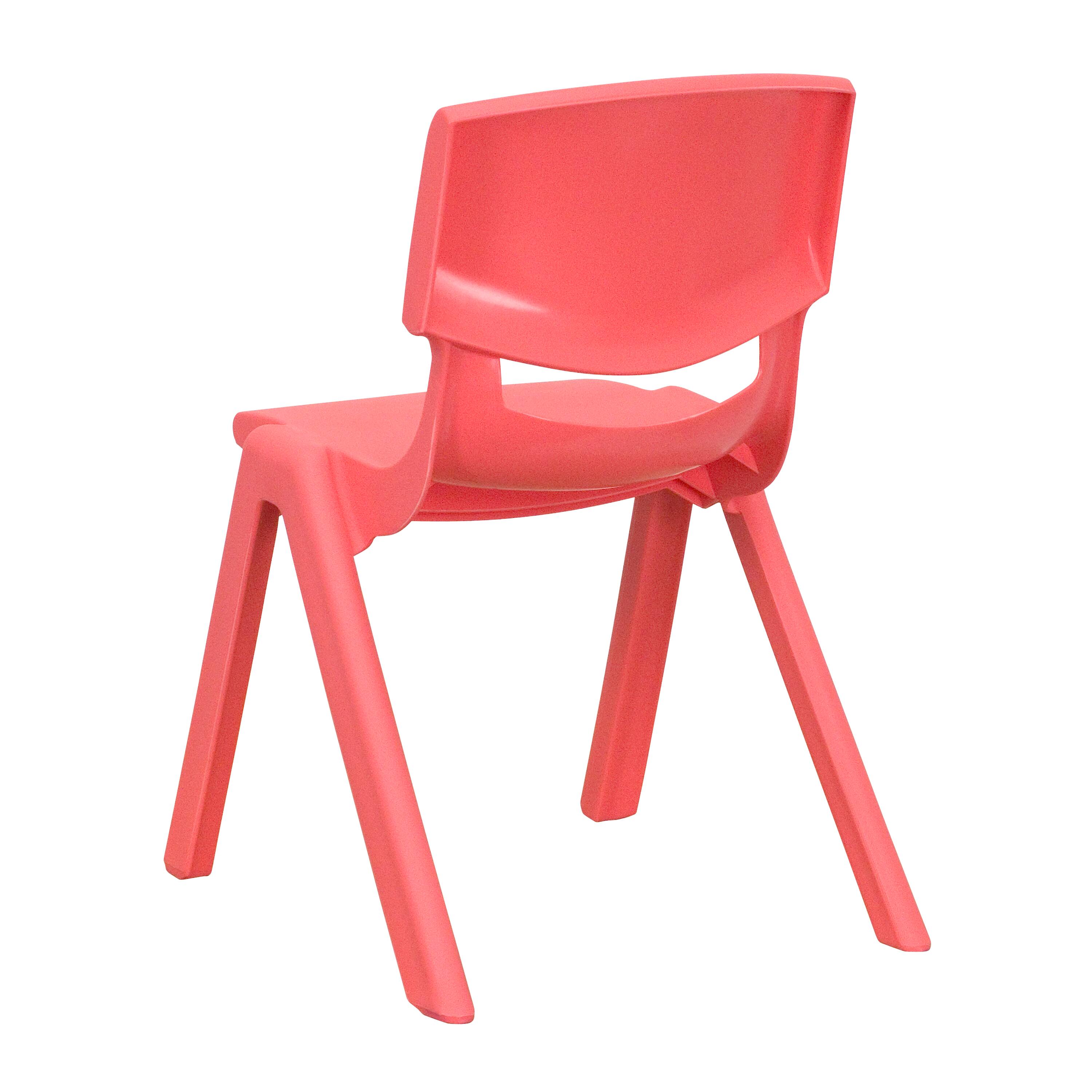 Alt View 6. Emma + Oliver - 4 Pack Plastic Stack School Chair with 12" Seat Height - Kids Chair - Red.